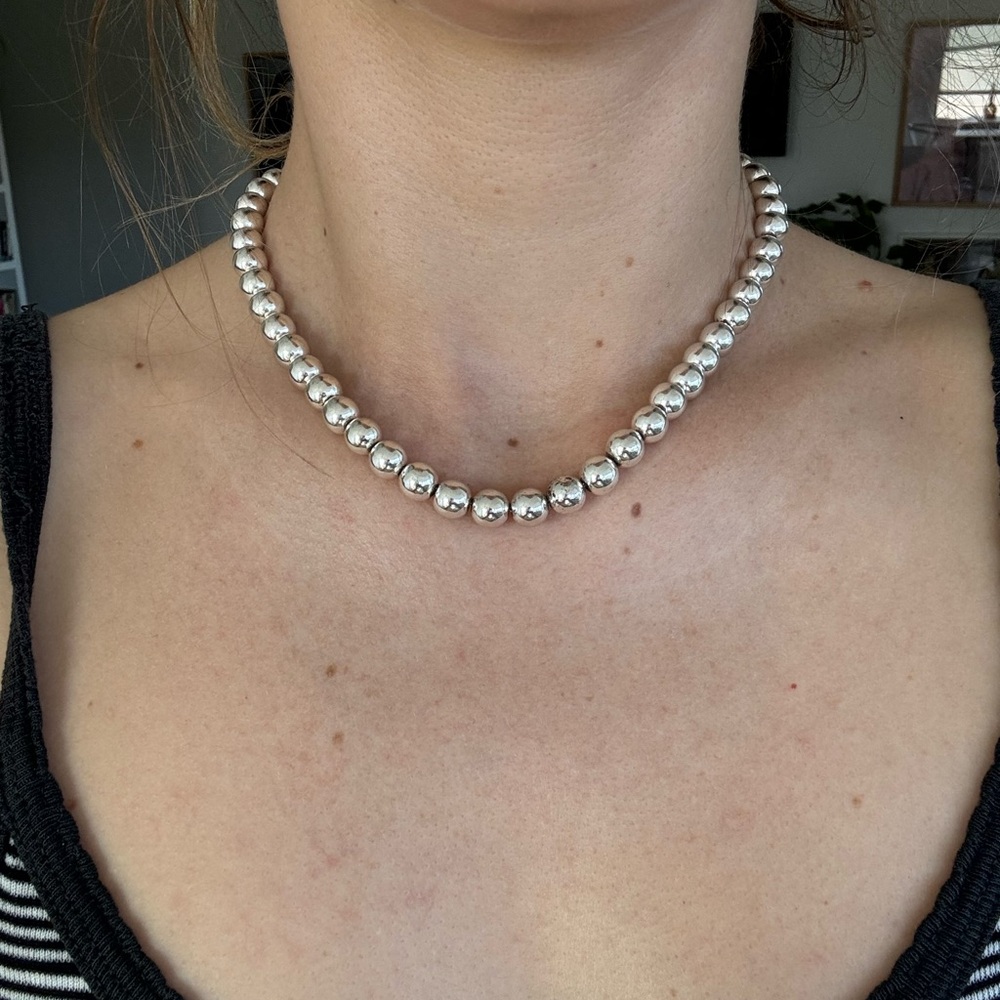 Ralph Lauren Silver Ball Chain Choker Necklace